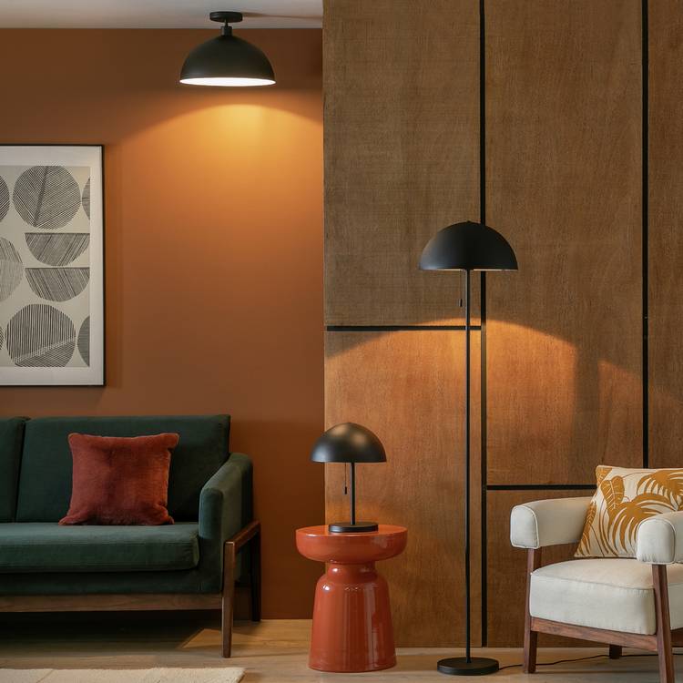 Habitat steel mushroom flush ceiling light black - British brand