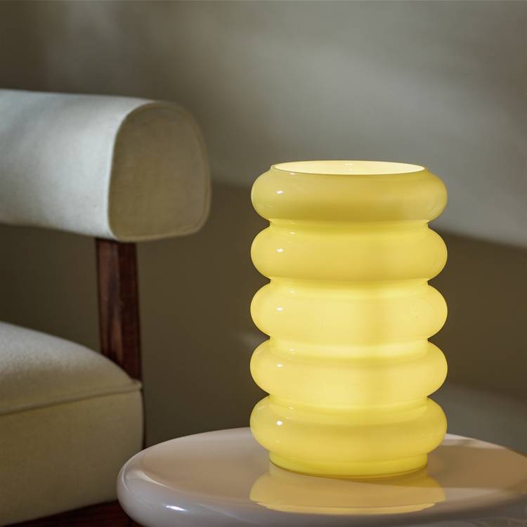 Habitat ribbed glass table lamp yellow (British brand)