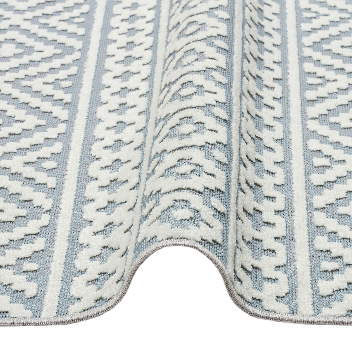 Concept Looms blue indoor outdoor rug in two sizes, imported from the UK