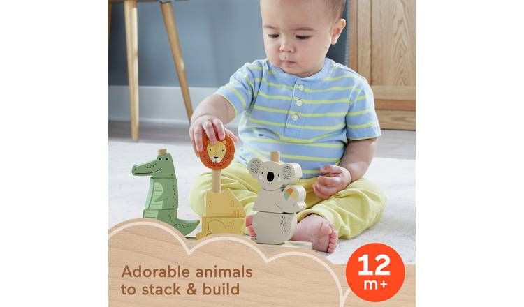 Fisher-Price Wooden Stack & Sort Animals 10 Piece Toy