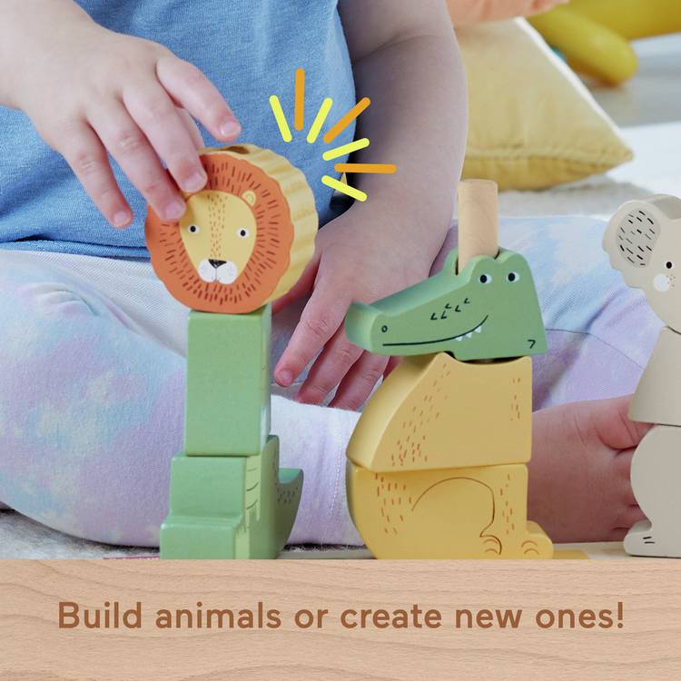 Fisher-Price wooden stack and sort animals toy 10 piece - British product