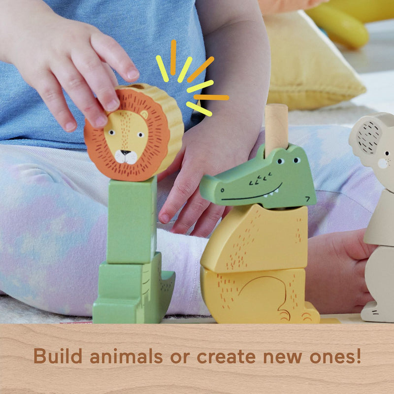 Fisher-Price wooden stack and sort animals toy 10 piece - British product