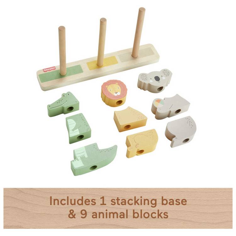 Fisher-Price wooden stack and sort animals toy 10 piece - British product