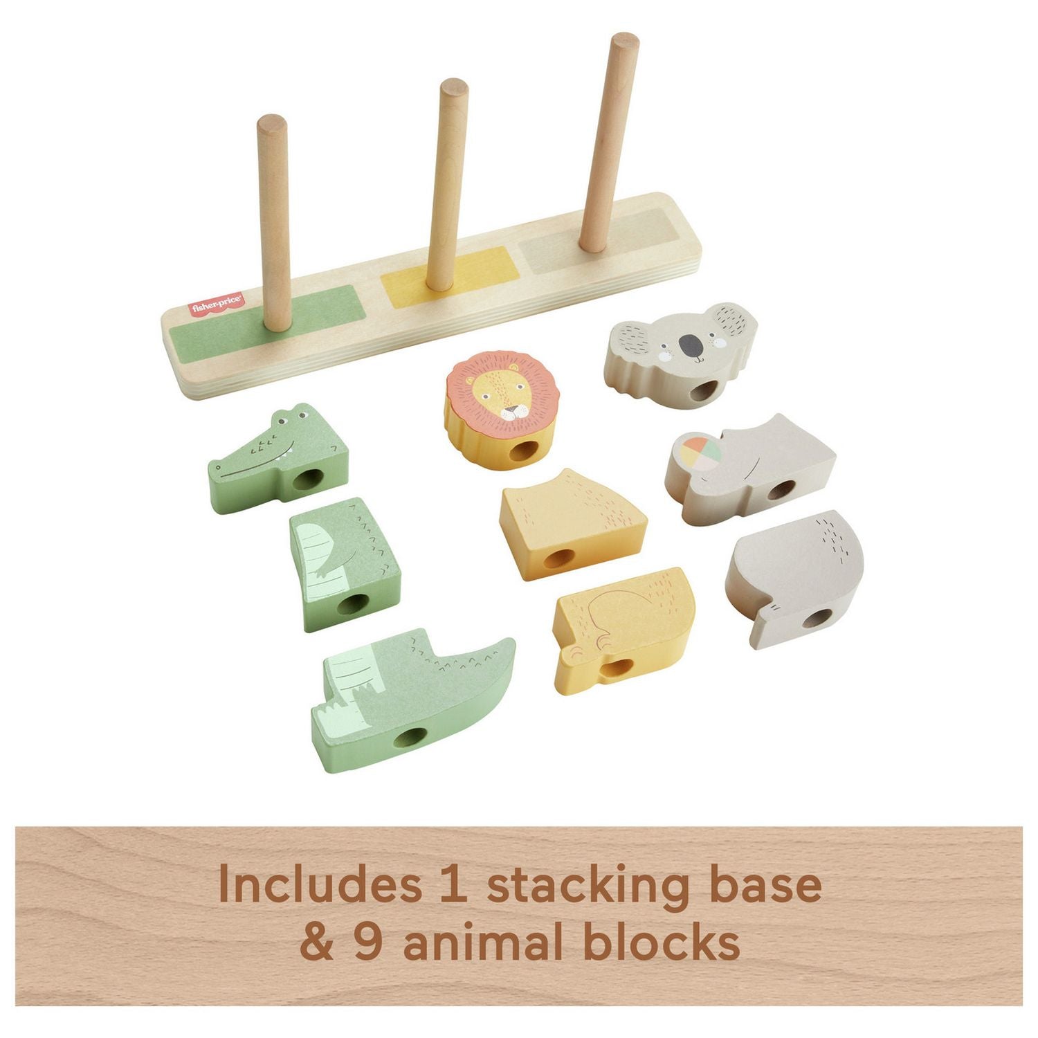 Fisher-Price wooden stack and sort animals toy 10 piece - British product