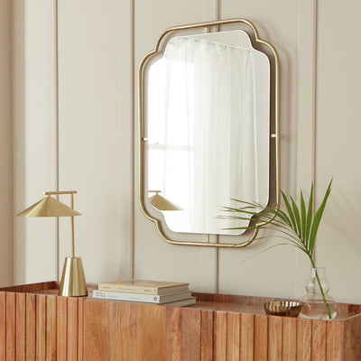Argos Habitat Gold Art Deco Wavy Wall Mirror - 85x65cm- Buy online at McGrocer