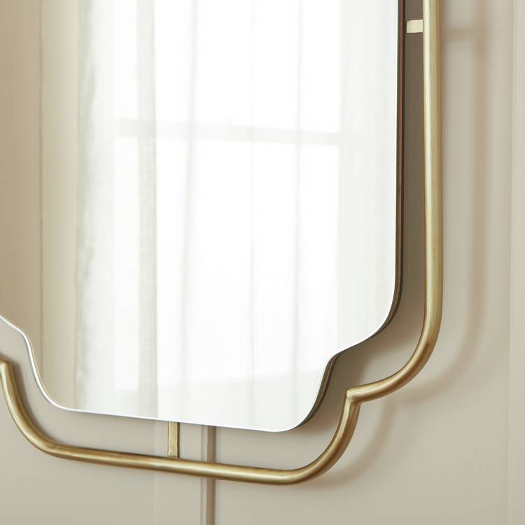 Habitat gold art deco wavy wall mirror 85x65cm, imported from the UK