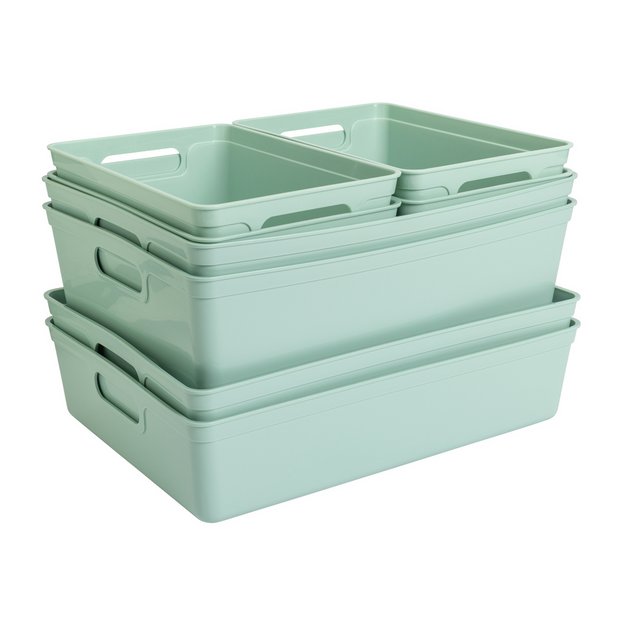 Argos Home sage mixed storage boxes 8-piece - British product