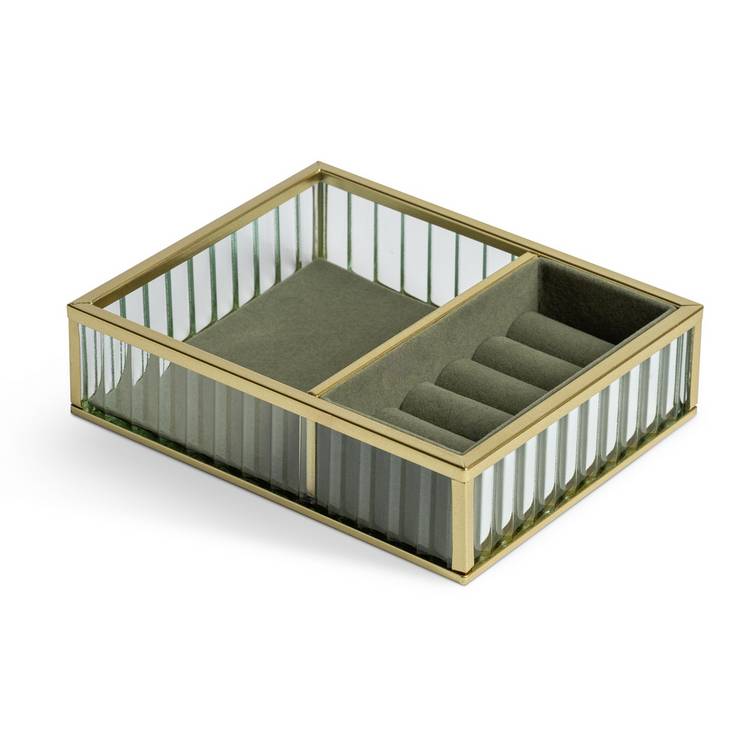 Habitat ribbed glass jewellery box with golden frame, UK version