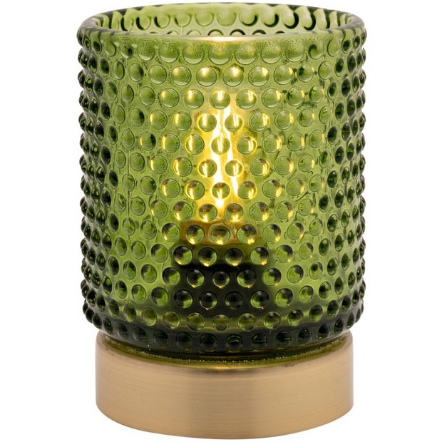 Hestia metal cordless LED table lamp gold and green - British product