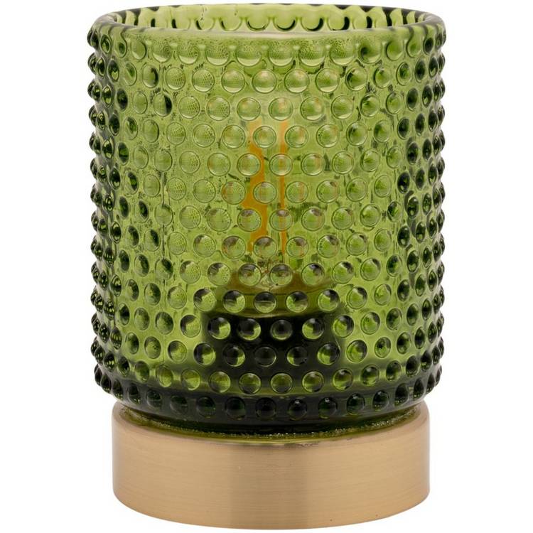 Hestia metal cordless LED table lamp gold and green - British product