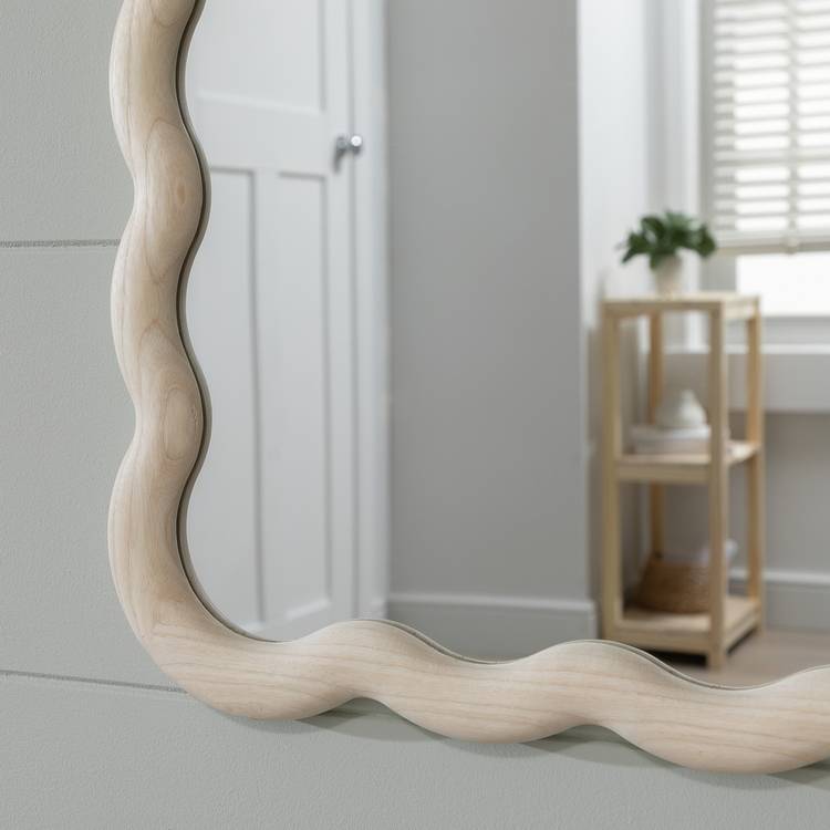 Habitat solid ash wavy wall mirror 75x55cm, imported from the UK