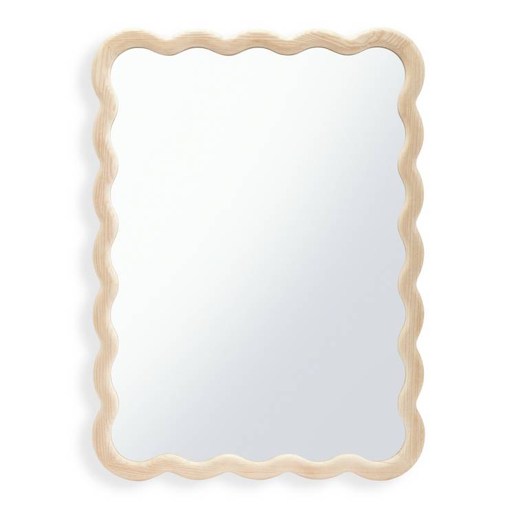Habitat solid ash wavy wall mirror 75x55cm, imported from the UK