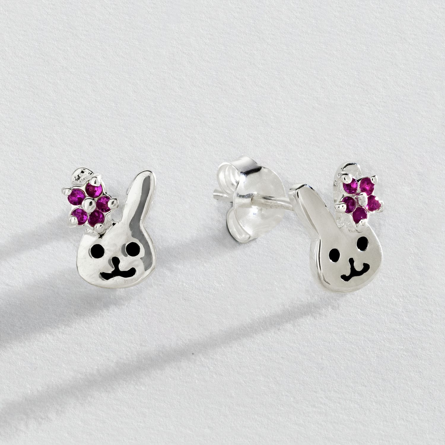 Revere children's bunny enamel stud earrings, UK version