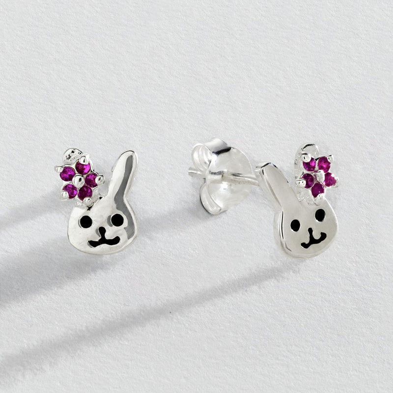 Revere children's bunny enamel stud earrings, UK version