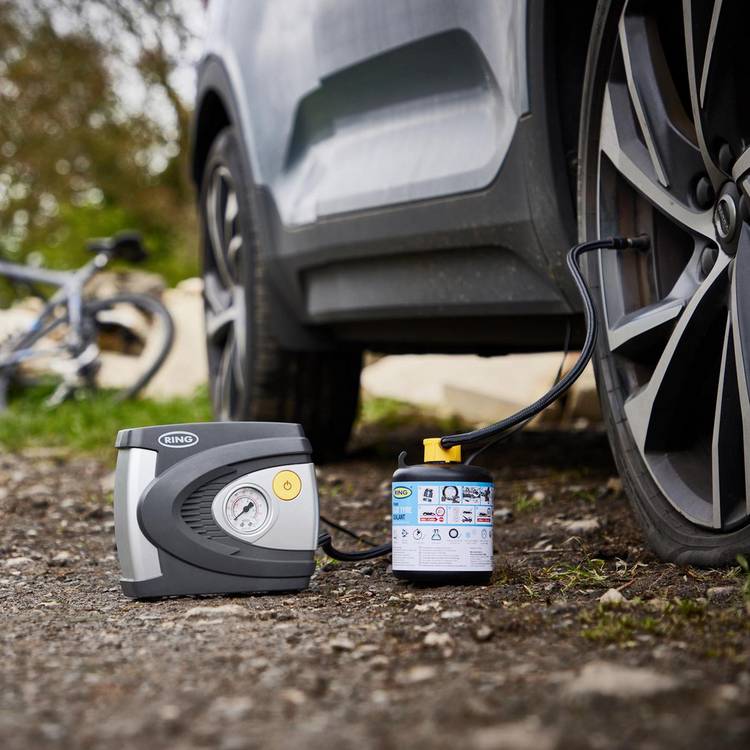 Ring Automotive car tyre repair kit with air compressor - British product
