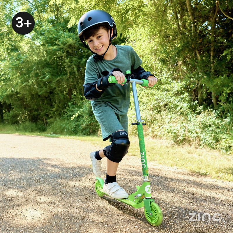 Zinc Dino foldable scooter with light-up wheels - British product