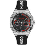 HUGO Grail sports watch with black silicone strap (British brand)