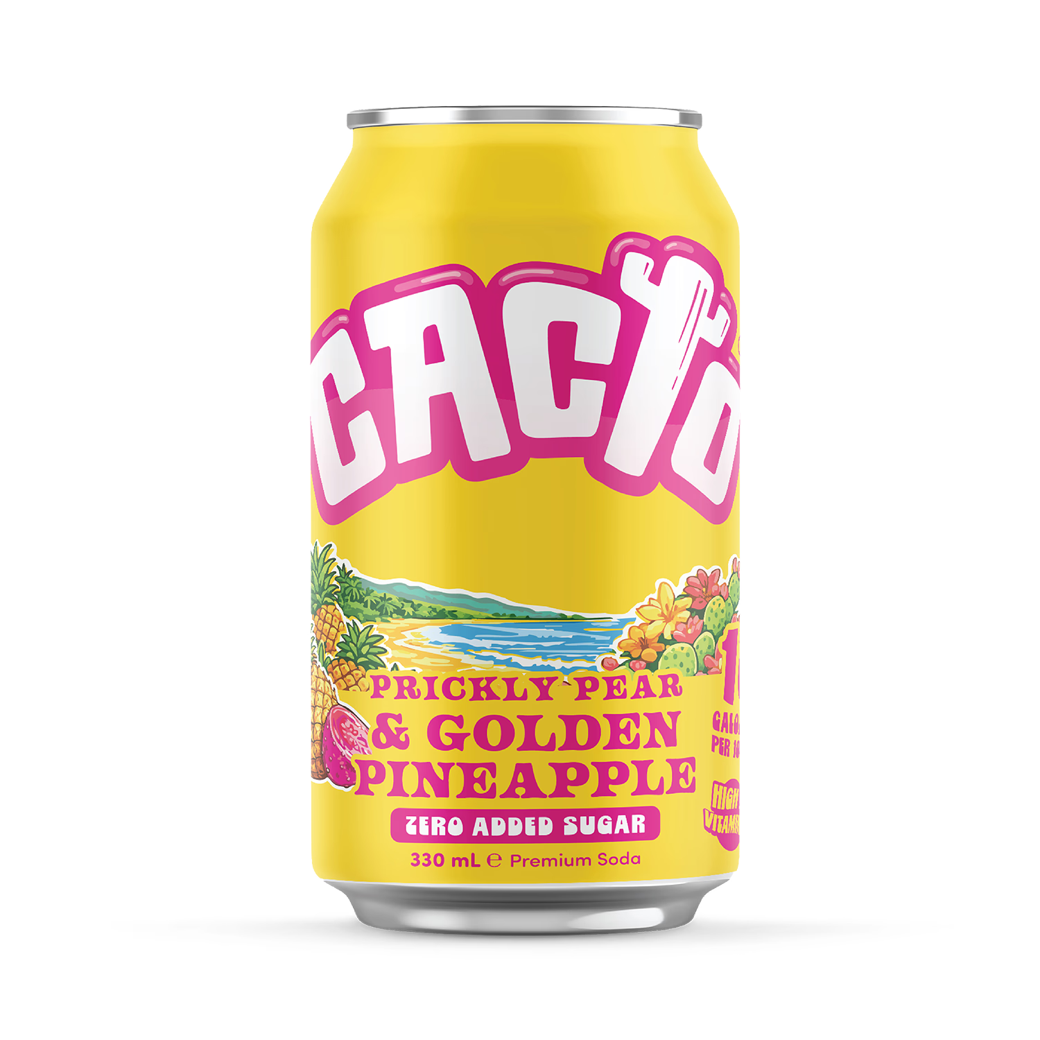 Cacto soda prickly pear and pineapple 330ml, UK version