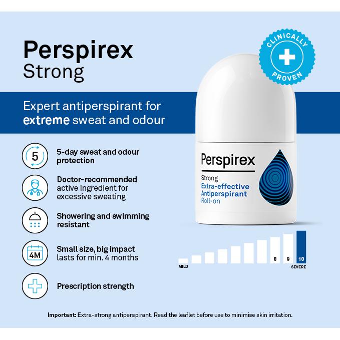 Perspirex Strong Antiperspirant Roll-On 20ml, imported from the UK