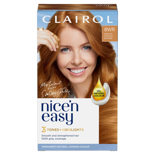 Clairol Nice'n Easy Crème Natural Looking Oil-Infused Permanent Hair Dye Golden Auburn 8WR Auburn Sainsburys   
