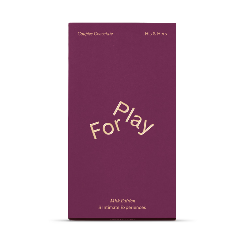 Forplay His & Hers chocolate with adaptogens and cards, imported from the UK