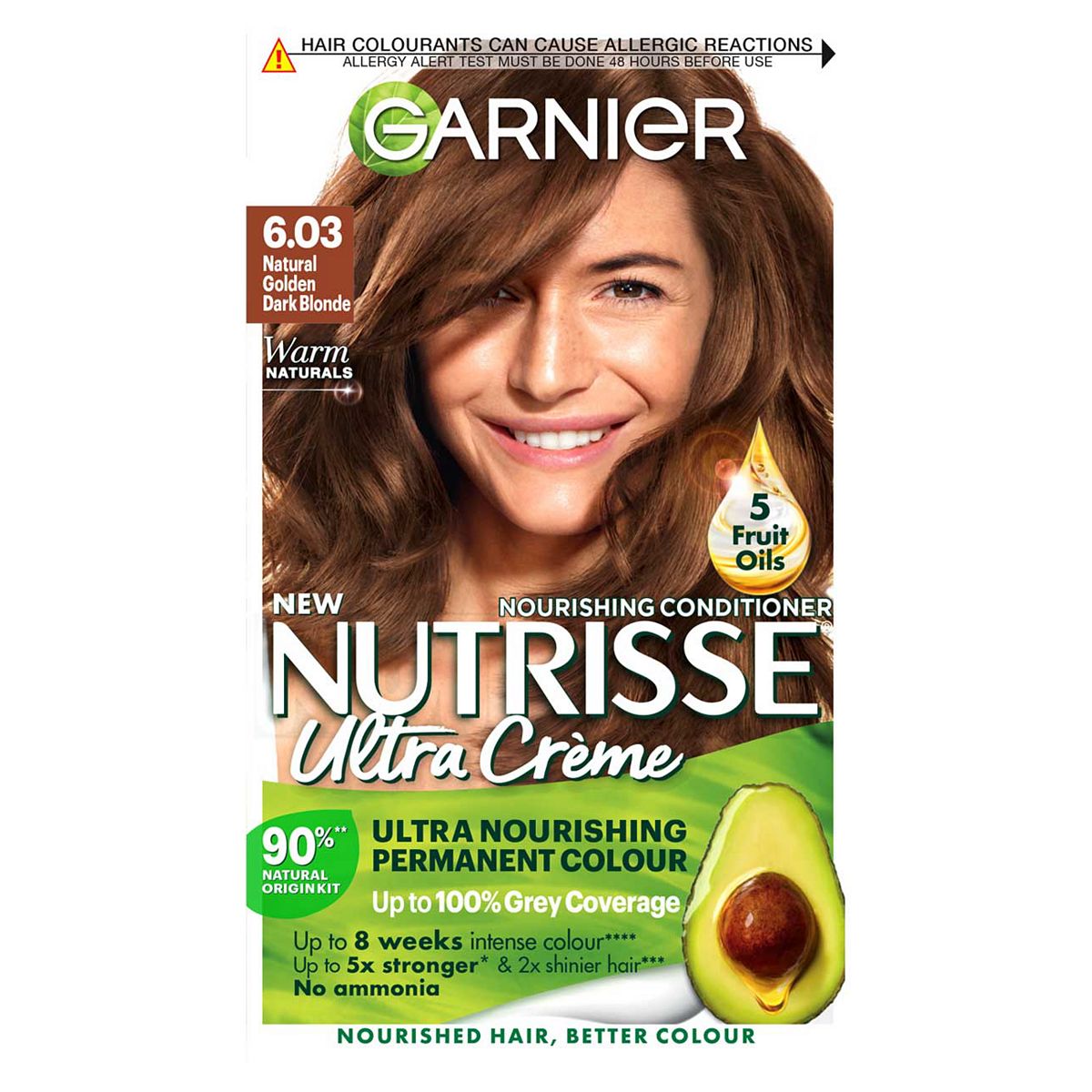 Garnier Nutrisse Creme Blonde Hair Dye Permanent Nourishing Hair Mask Conditioner- 6.03 Natural Golden Dark Blonde GOODS Boots   