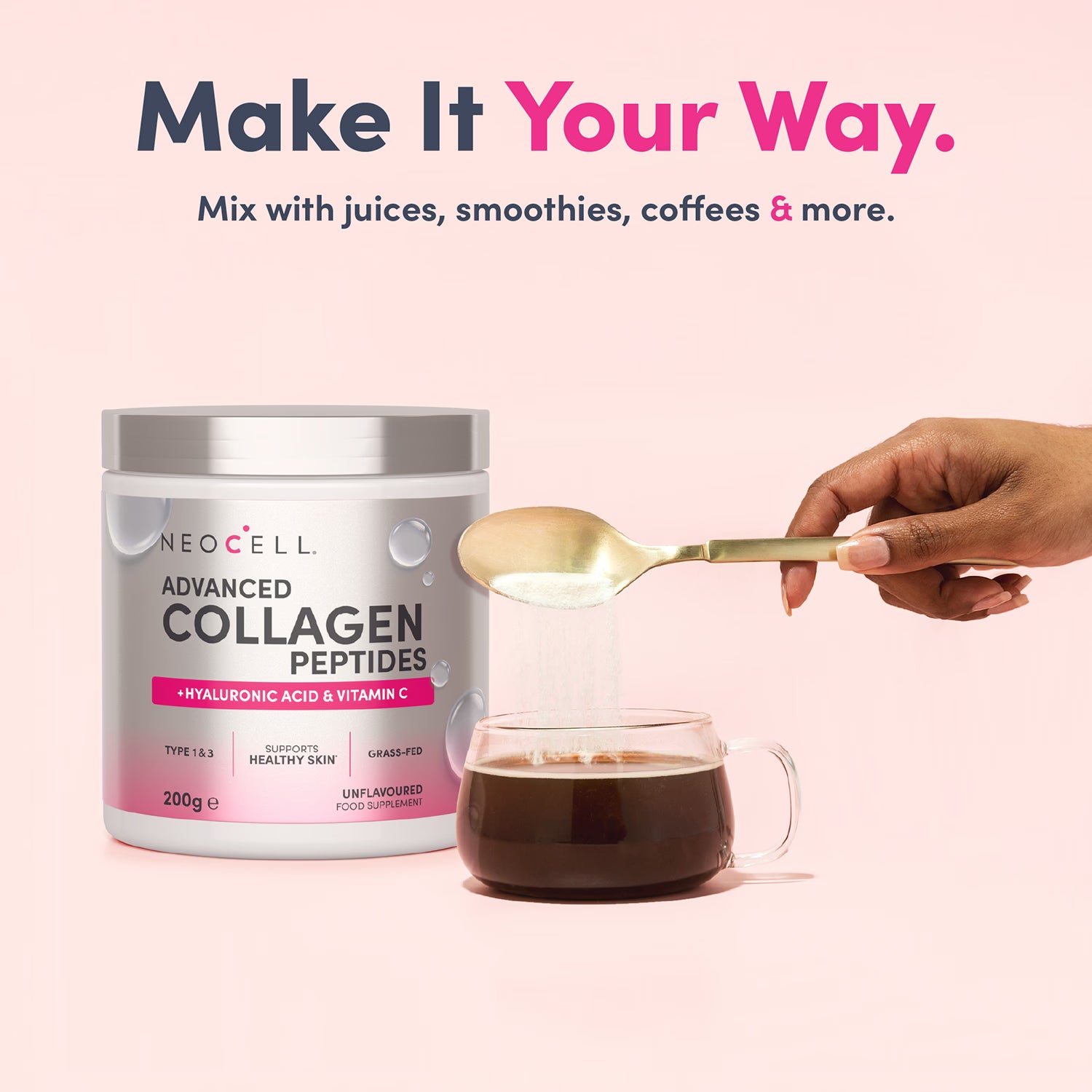 Neocell collagen peptides powder unflavoured 200g (British brand)