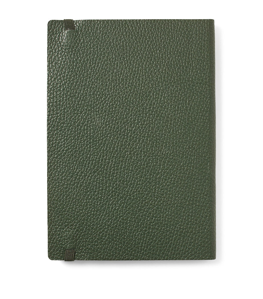 Aspinal of London grained leather bound A5 notebook - British product