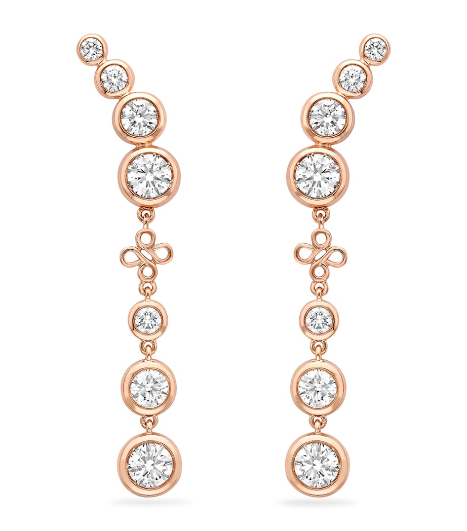 Boodles rose gold and diamond Long Beach earrings, imported from the UK