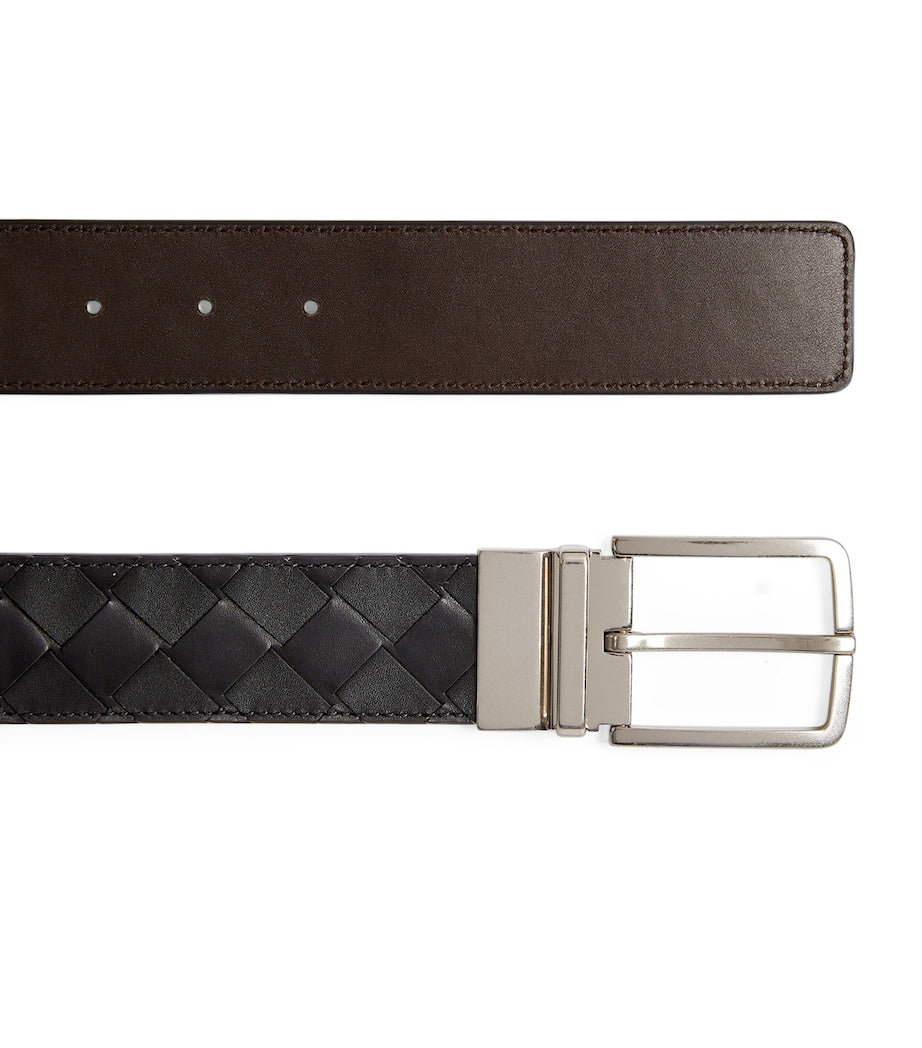 Bottega Veneta leather Intrecciato belt, imported from the UK