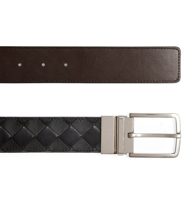 Bottega Veneta leather Intrecciato belt, imported from the UK