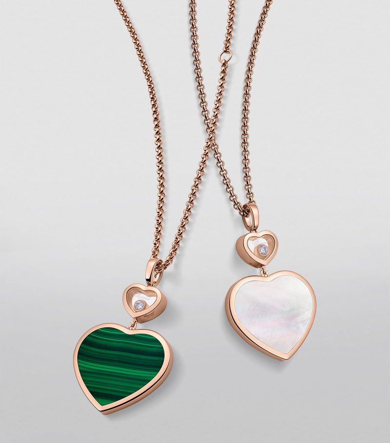 Chopard Happy Hearts rose gold malachite pendant necklace, imported from the UK