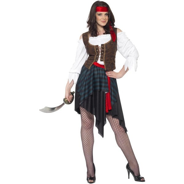 Smiffys pirate lady costume in brown (British brand)