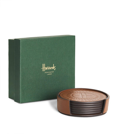 Harrods Harrods Logo Leather Coasters (Set of 4)- Buy online at McGrocer