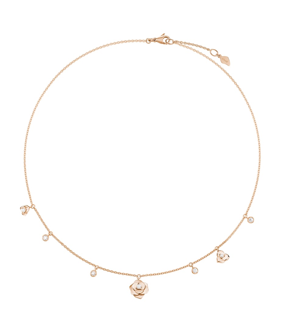 Piaget rose gold diamond rose necklace, UK version