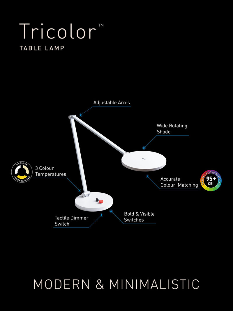Daylight Company Tricolor desk lamp white, imported from the UK