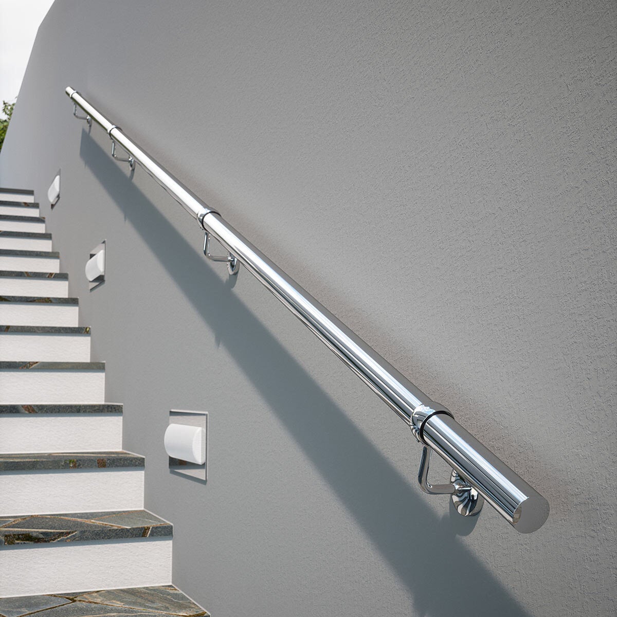 Rothley polished stainless steel handrail kit 3.6m, UK version