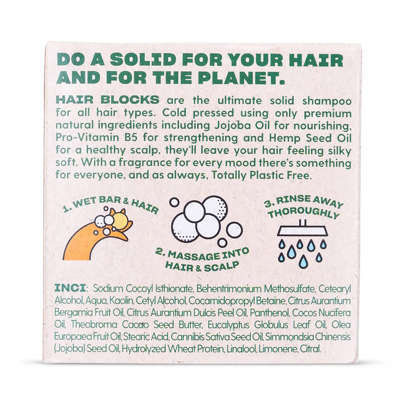 Hair Blocks solid shampoo bar sweet orange bergamot (British brand)
