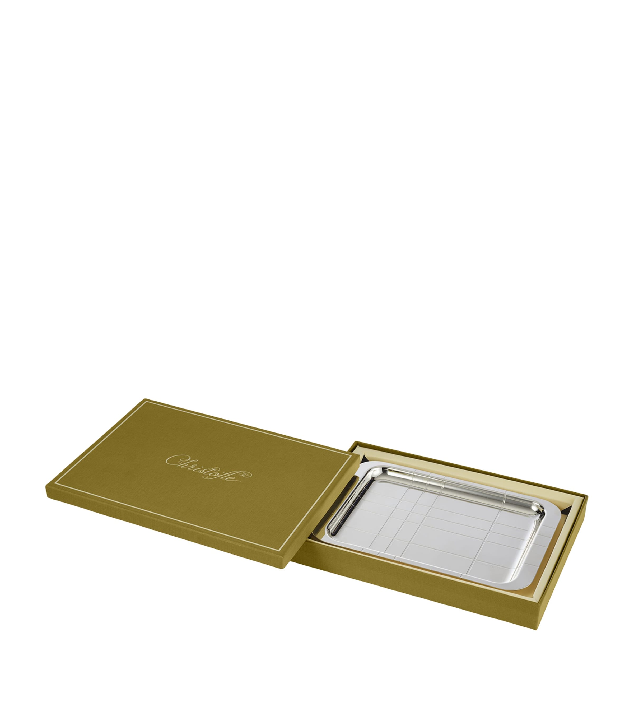 Christofle Graphik silver-plated tray 22cm x 16cm (British brand)
