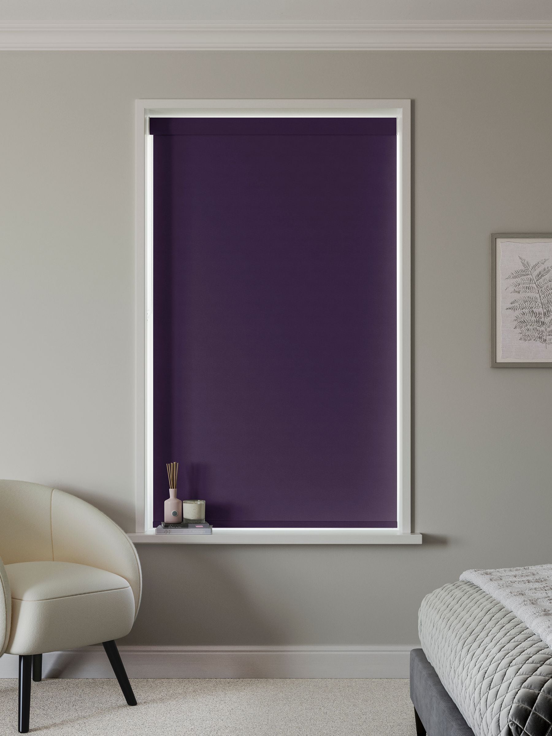 Next grape purple glow blackout roller blind, imported from the UK