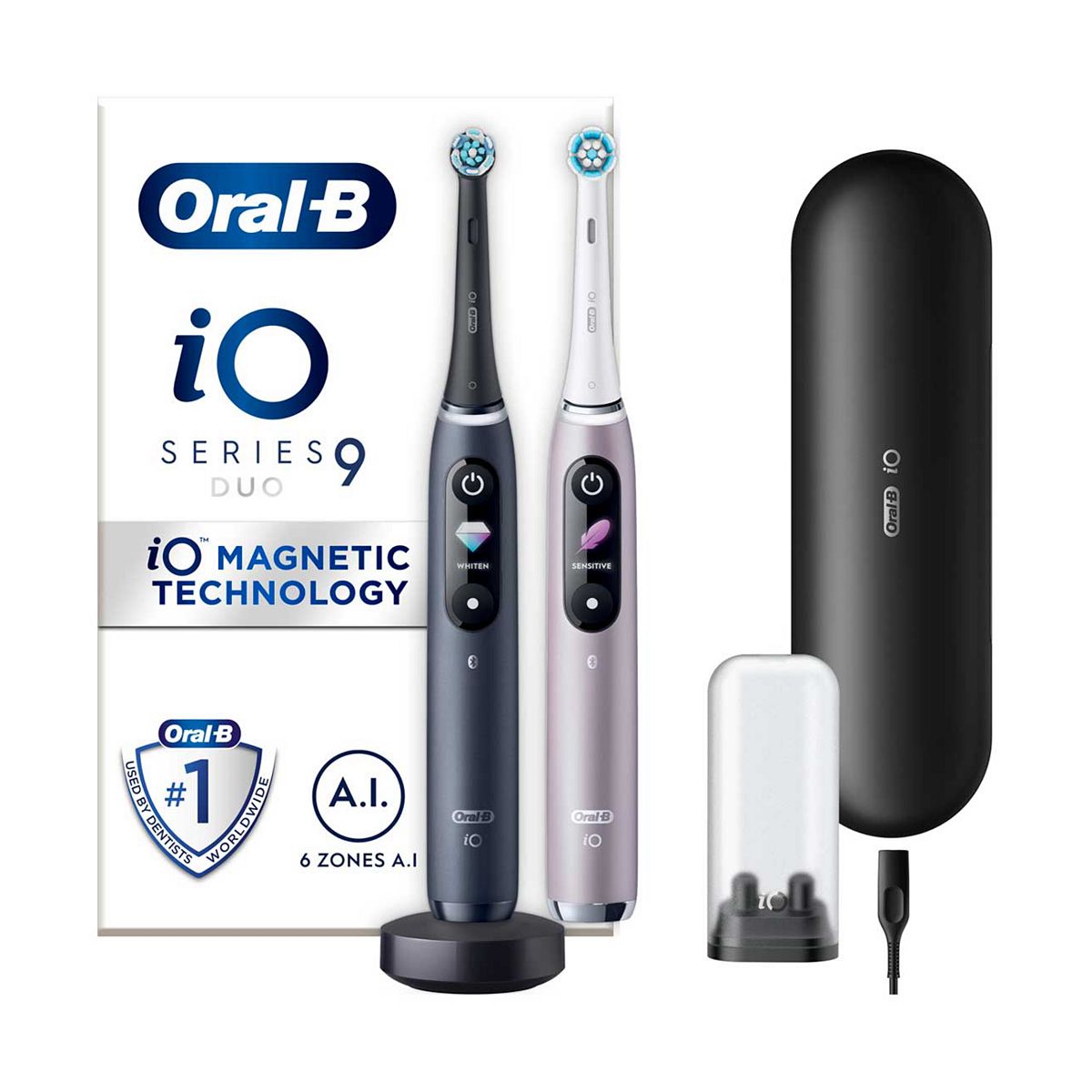 Oral-B iO9 Electric Toothbrush Black & Rose - Duo Pack GOODS Boots   