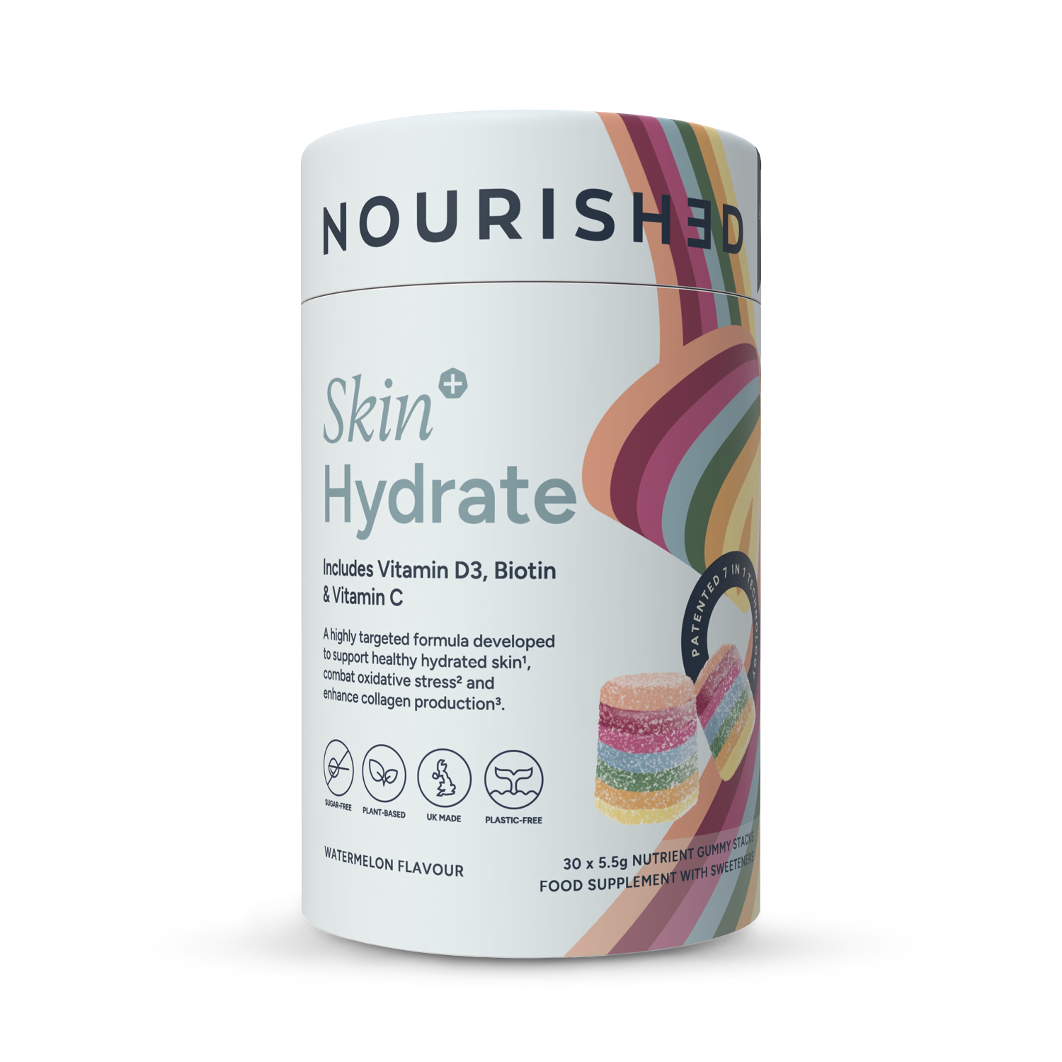 Nourished Skin+ Hydrate gummies 30 count, imported from the UK