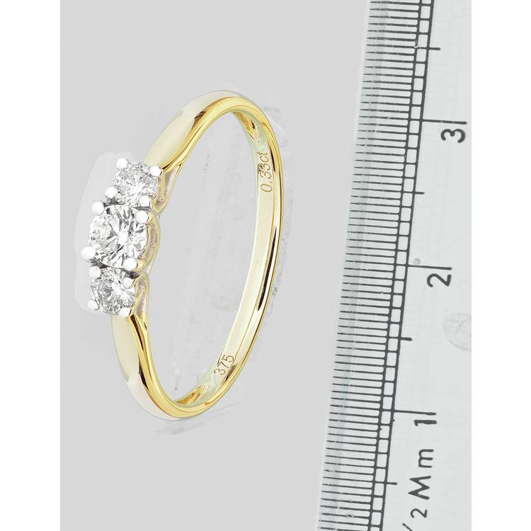 Revere 9ct gold diamond trilogy ring 0.33ct - British product