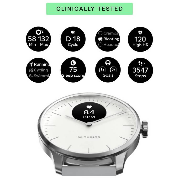 Withings ScanWatch Light hybrid smartwatch white grey 37mm - British product