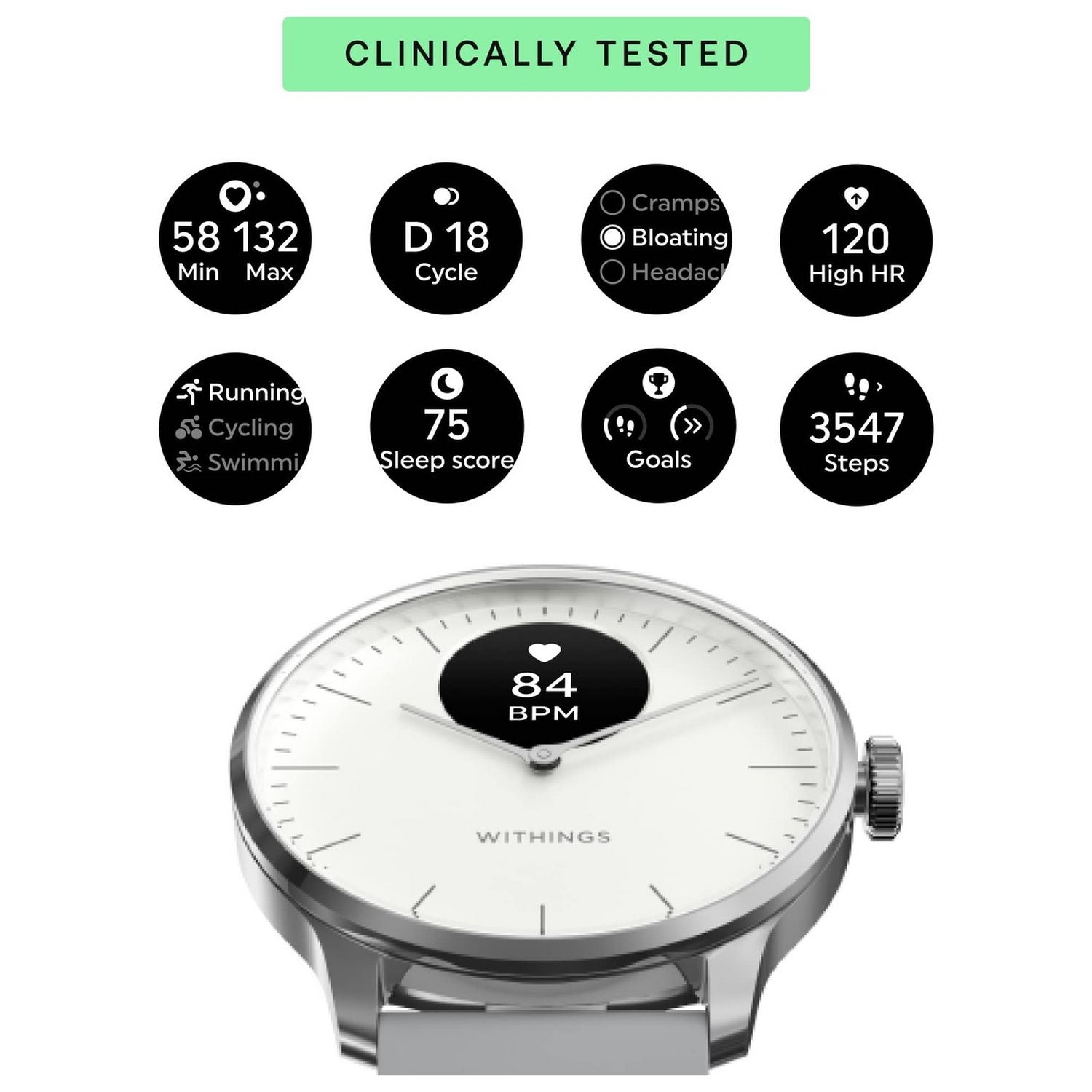 Withings ScanWatch Light hybrid smartwatch white grey 37mm - British product