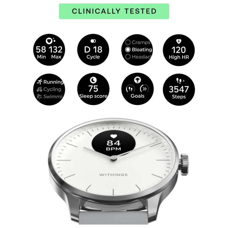 Withings ScanWatch Light hybrid smartwatch white grey 37mm - British product
