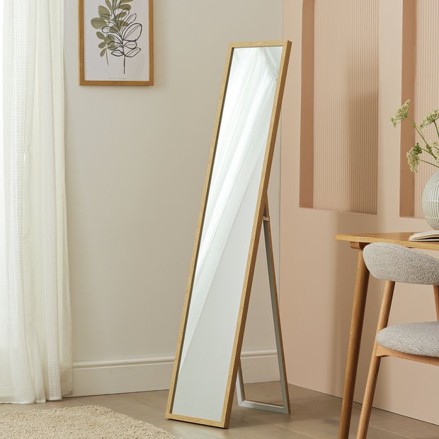 Home Essentials oak effect cheval mirror freestanding, imported from the UK