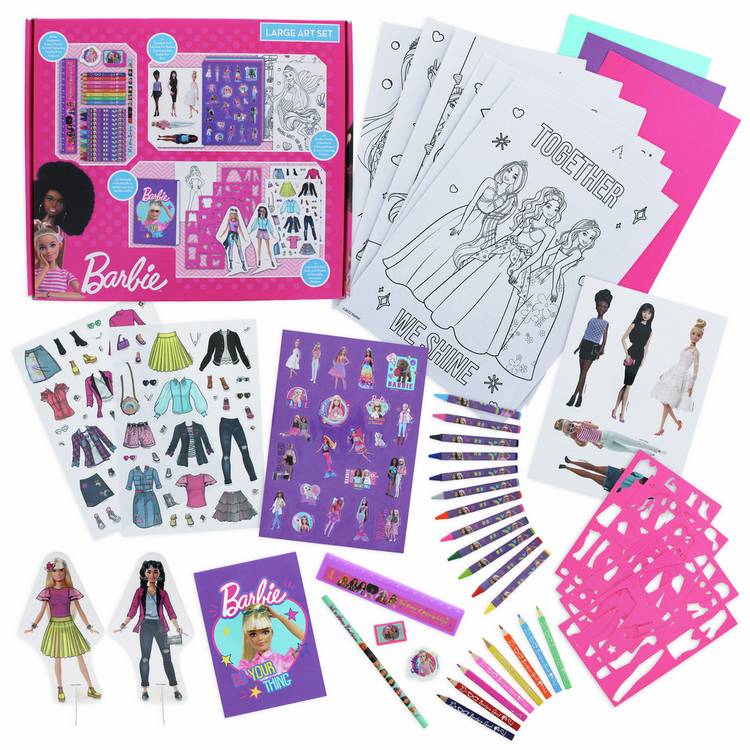 Barbie large art colouring set 115 pieces - British product
