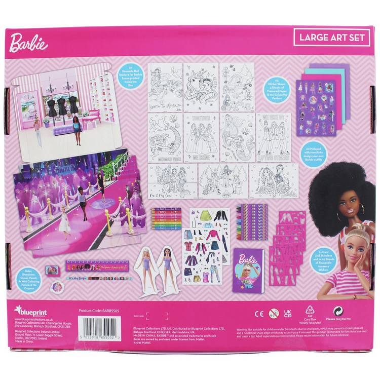 Barbie large art colouring set 115 pieces - British product