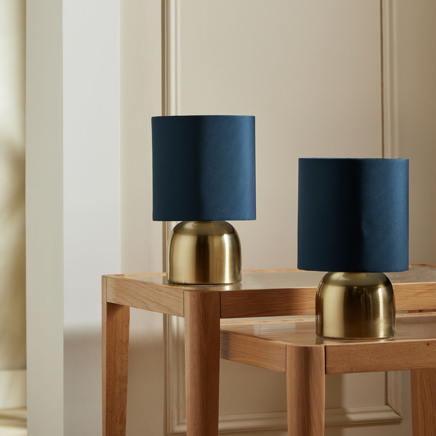 Argos Home Pair of Touch Table Lamps - Navy and Brass